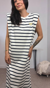 Vestido Hombreras Rayas